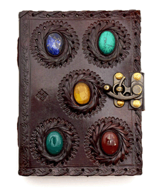 5 x 7 Leather Embossed Journal with 5 Big Stones